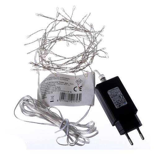 Illuminated garland 100 micro LEDs cold white for internal use electric power 6