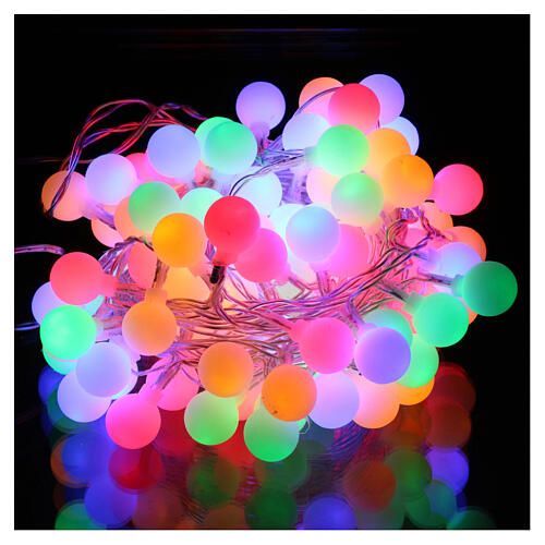 Chaîne lumières sphères mates 100 led multicolores intérieur extérieur 1