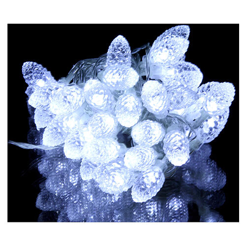 Light cable with pine cones 40 leds ice white internal and external use 1
