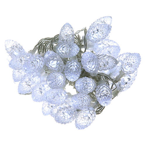 Light cable with pine cones 40 leds ice white internal and external use 2
