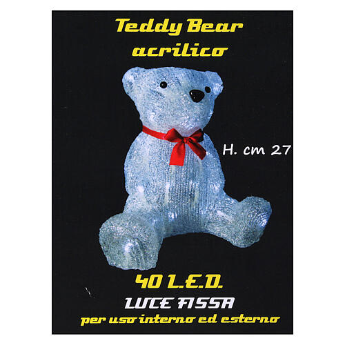 Enfeite luminoso urso 40 Leds interior exterior h 27 cm 5