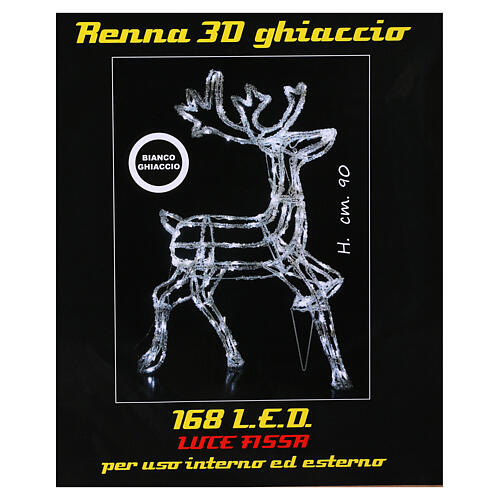 Christmas lights reindeer shape 168 leds ice white internal and external use 90 cm 5