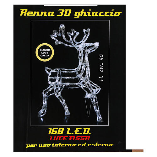Christmas light illuminated reindeer 168 leds warm white internal and external use 90 cm 7