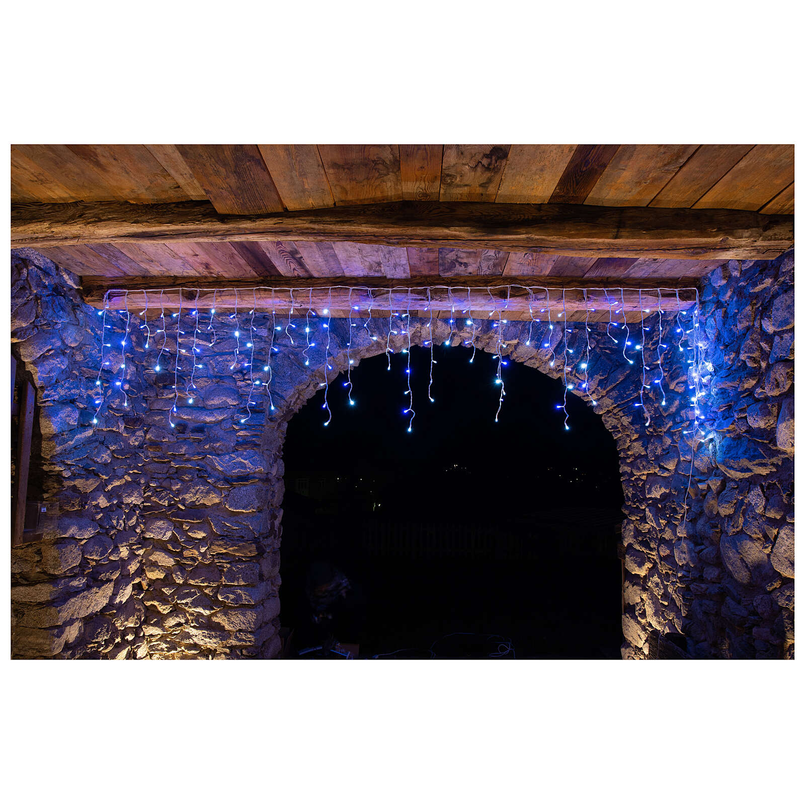 Guirlande lumineuse stalactites 180 led blanc bleu  vente en ligne sur HOLYART