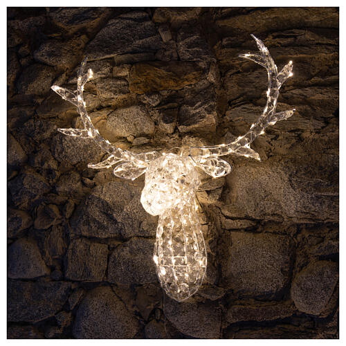 Reindeer Head 140 LED lights ice white height 84 cm indoor outdoor use 1