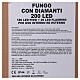 Decoração Luminosa Cogumelo 200 Lámpadas LED modelo "Diamantes" Interior/Exterior Altura 48 cm s6