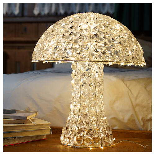Mushroom illuminated with 200 LEDs, height 48 cm indoor outdoor use diamond warm white lights 1
