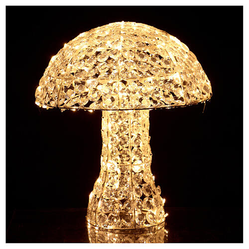 Mushroom illuminated with 200 LEDs, height 48 cm indoor outdoor use diamond warm white lights 2
