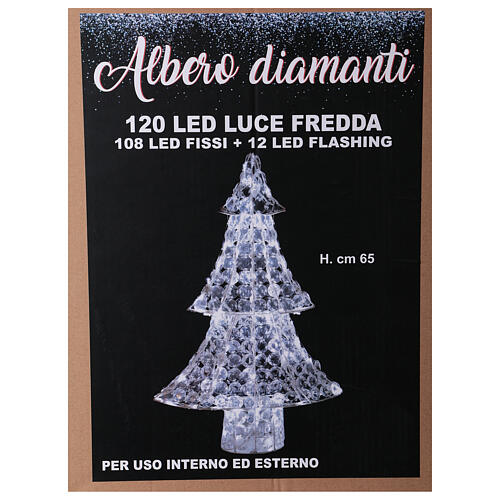 Decoração Árvore de Natal Luminosa 120 Lâmpadas LED 65 cm Branco Frio Interior/Exterior 4