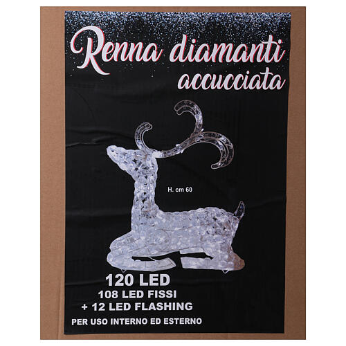 Lumière renne accroupie 120 LED usage int/ext blanc glace 8
