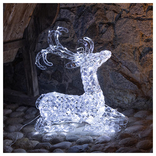 Pre-Lit Crouched Reindeer LED 120 ice white lights indoor and out door use 1