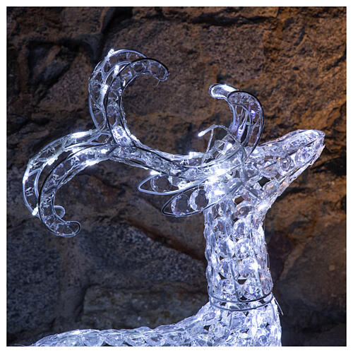 Pre-Lit Crouched Reindeer LED 120 ice white lights indoor and out door use 2