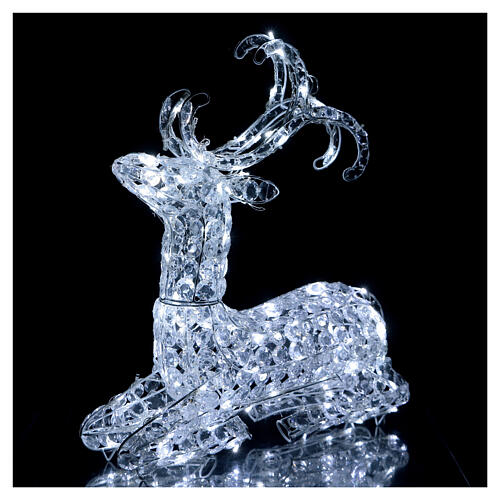 Pre-Lit Crouched Reindeer LED 120 ice white lights indoor and out door use 3