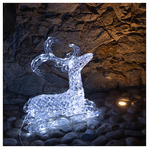 Pre-Lit Crouched Reindeer LED 120 ice white lights indoor and out door use 4