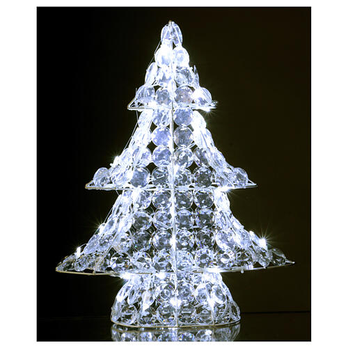 Luce albero 60 led h 45 cm uso interno esterno bianco ghiaccio 1