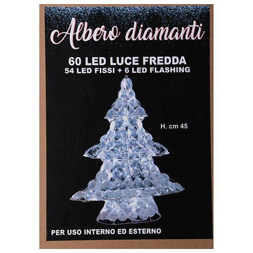 Luce albero 60 led h 45 cm uso interno esterno bianco ghiaccio 4