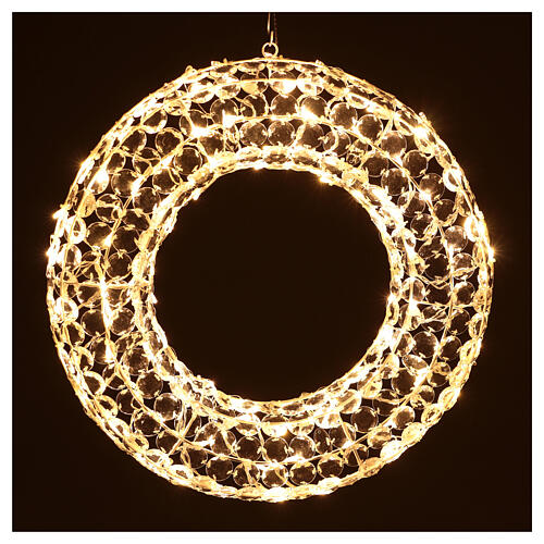 Coroa Luminosa Efeito Diamantes 120 Lâmpadas LED Interior/Exterior 50 cm Branco Quente 3