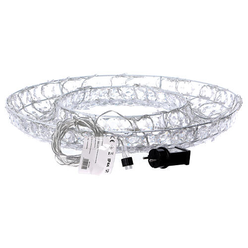 Coroa Luminosa Efeito Diamantes 120 Lâmpadas LED Interior/Exterior 50 cm Branco Quente 7