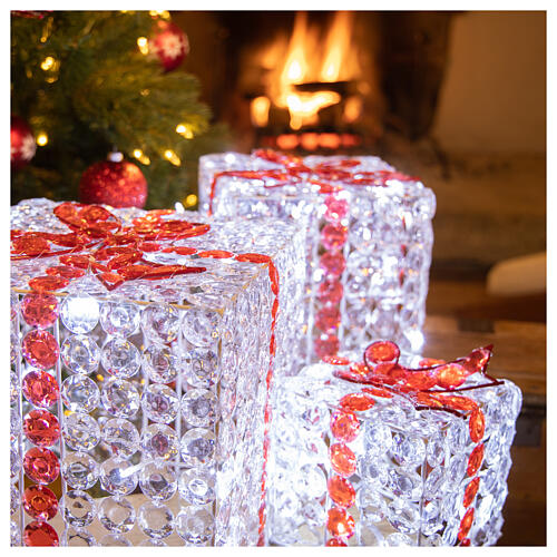 Luz paquetes regalo blanco hielo 120 led h 27/15/21 cm uso int ext 4