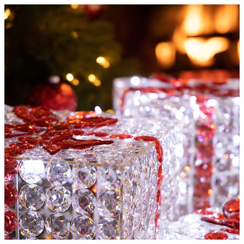 Lumières paquets cadeaux blanc glace 120 LED h 27/15/21 cm usage intérieur/extérieur 2