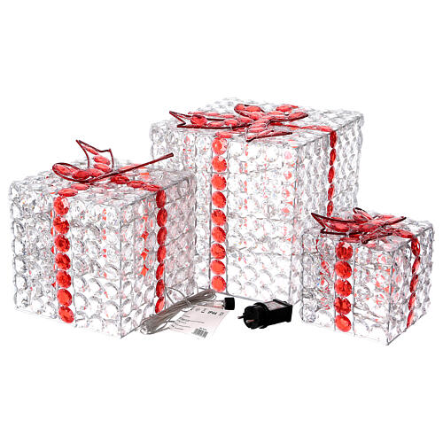 Lumières paquets cadeaux blanc glace 120 LED h 27/15/21 cm usage intérieur/extérieur 6