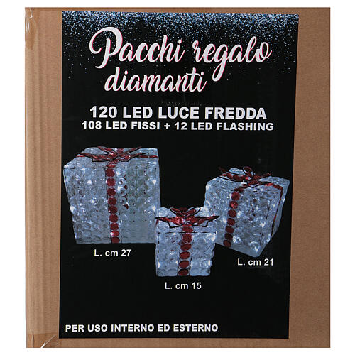 Lumières paquets cadeaux blanc glace 120 LED h 27/15/21 cm usage intérieur/extérieur 7