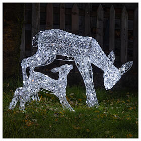 Doe with Baby indoor outdoor light decoration 230 LED h 72 and 40 cm cold white