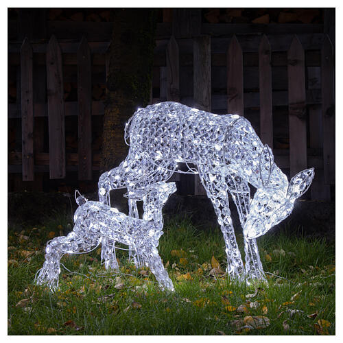 Doe with Baby indoor outdoor light decoration 230 LED h 72 and 40 cm cold white 3