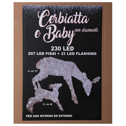 Luz cervata y su bebé 230 led h 72 y 40 cm uso int ext blanco hielo 7