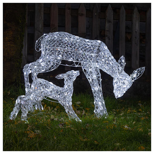 Doe with Baby Illuminated 230 LED h 72 and 40 cm indoor outdoor use ice white 1
