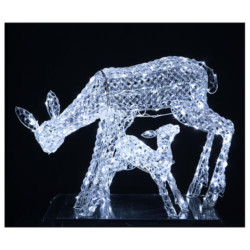 Doe with Baby Illuminated 230 LED h 72 and 40 cm indoor outdoor use ice white 2
