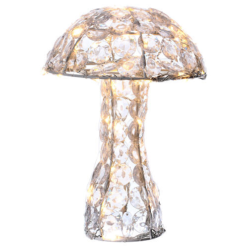 Enfeite luminoso cogumelo diamantes 65 Leds h 30 cm interior exterior branco frio 2