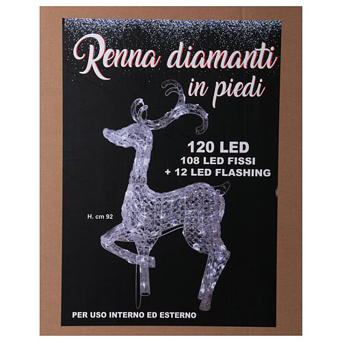 Standing Reindeer indoor outdoor light decoration 120 LED diamond cold white h 92 cm 5