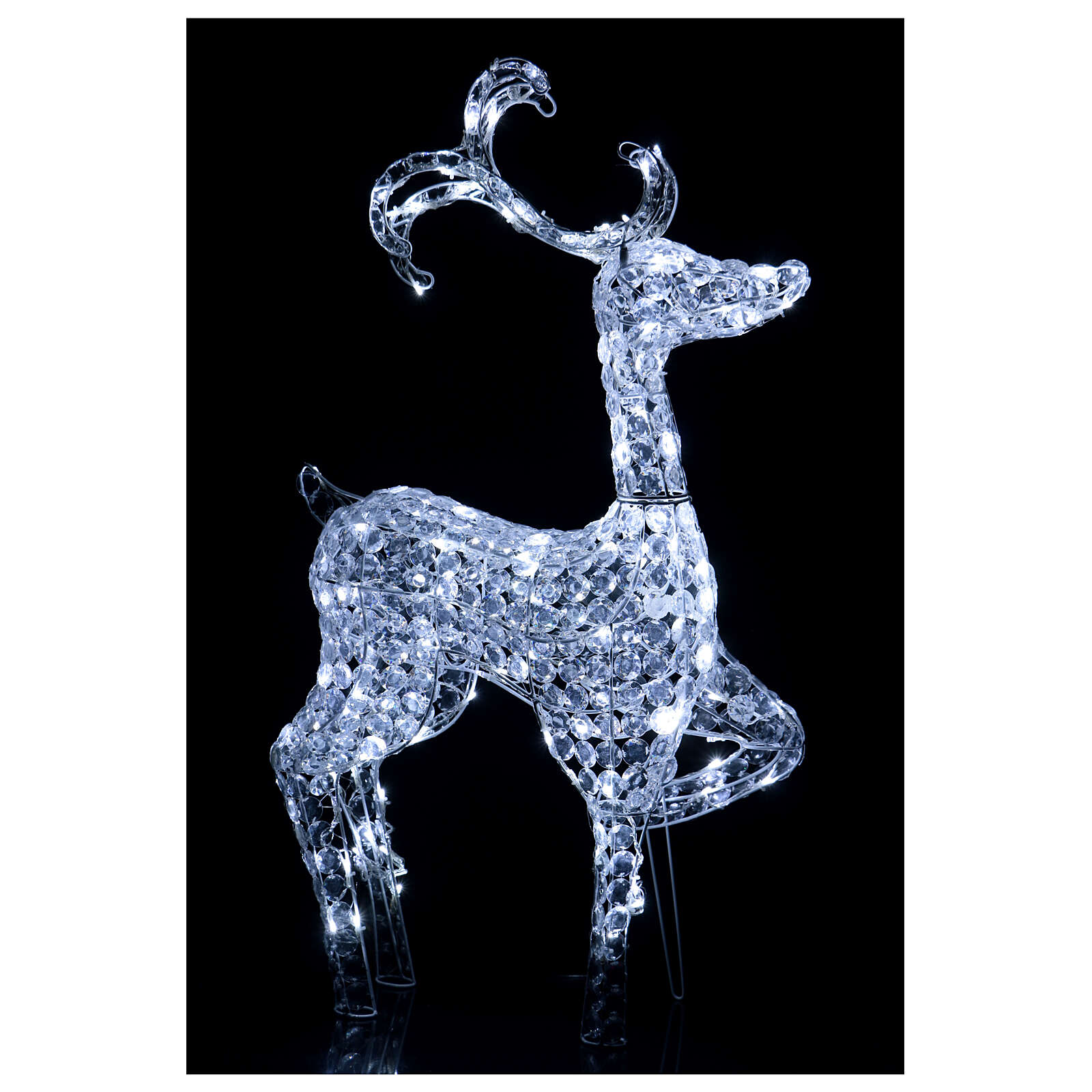 Pre Lit Reindeer Standing 120 Led Diamond Ice White H 92 Cm Pre Lit Reindeer Standing 120 Led Diamond Ice White H 92 Cm Indoor Outdoor Use