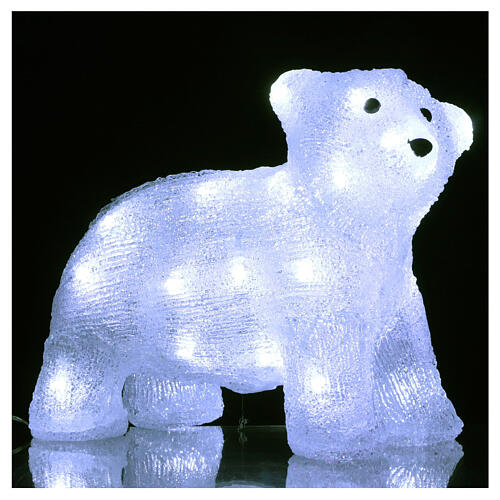 Led lighted bear, indoor and outdoor use, 30 cm long, 30 cool white lights 1