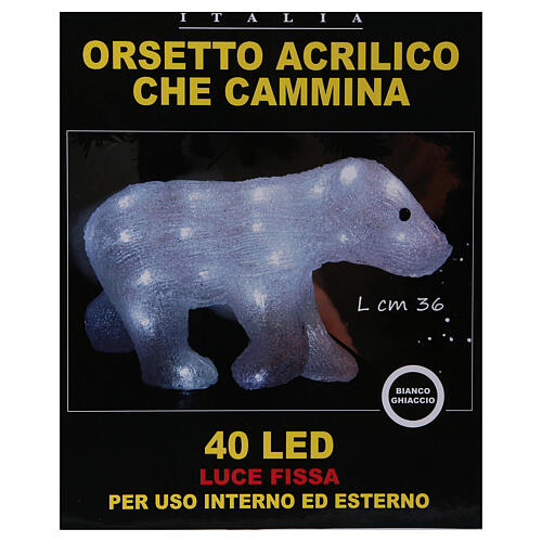 Led lighted bear, indoor and outdoor use, 36 cm long, 40 cool white lights 4