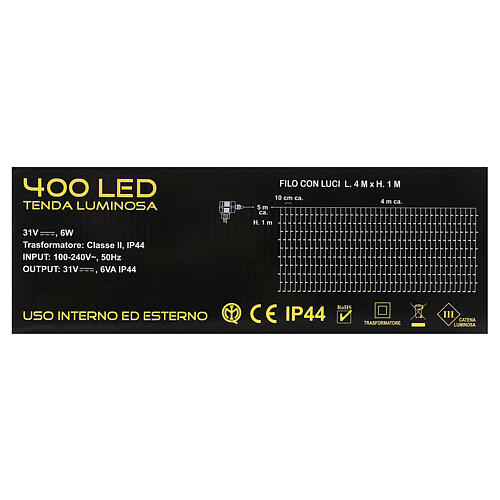 Zasłona świetlna 400 diod led w kolorze białym i niebieskim, na zewnątrz i wewnątrz 4