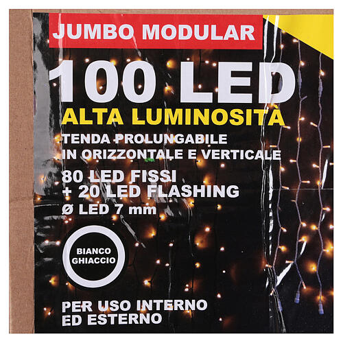 Curtain 100 Jumbo LED lights cold white, extendable 6