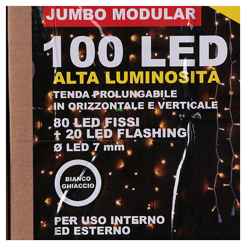 Rideau 100 Jumbo Leds lumière froide extensible 6