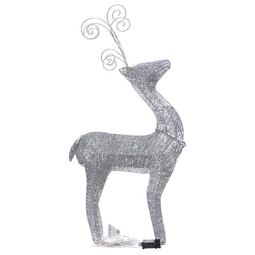 Reindeer-shaped decoration with 60 cold LED lights and silver glitter h.93 cm 4