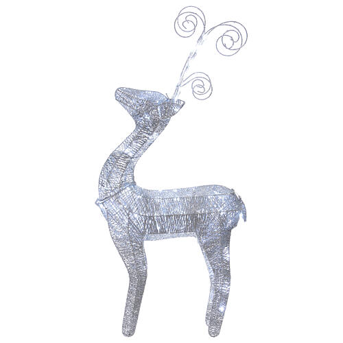 Reindeer-shaped decoration with 60 cold LED lights and silver glitter h.93 cm 5