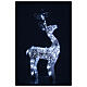 Reindeer-shaped decoration with 60 cold LED lights and silver glitter h.93 cm s2