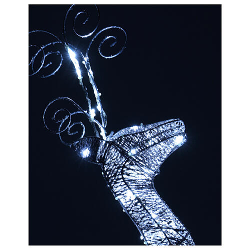 Renna Glitter Argento illuminata 60 Led luce fredda h. 93 cm 3