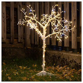 Metal Christmas tree with lights 90 cm, 210 LEDs warm and cold white outdoor