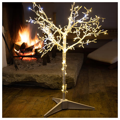 Metal Christmas tree with lights 90 cm, 210 LEDs warm and cold white outdoor 2