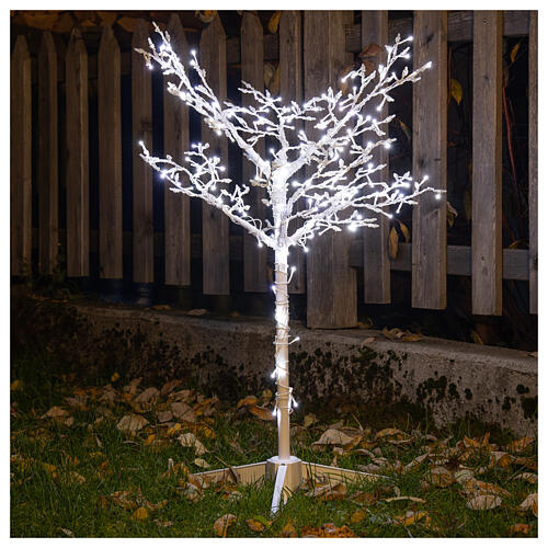 LED Lichterbaum 80 cm mit 198 warmweissen LEDs schwarz, Leuchtbaum/Dekobaum  für Indoor Outdoor mit Metallfuß