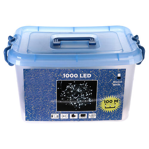 Świąteczne światełka z 1000 białymi diodami LED na zielonym przewodzie, do użytku wewnętrznego i zewnętrznego 4