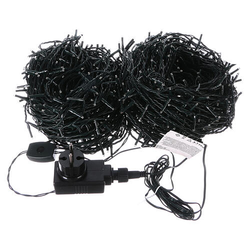 Christmas lights 1000 white LEDs with green cable external control unit 100 m 6