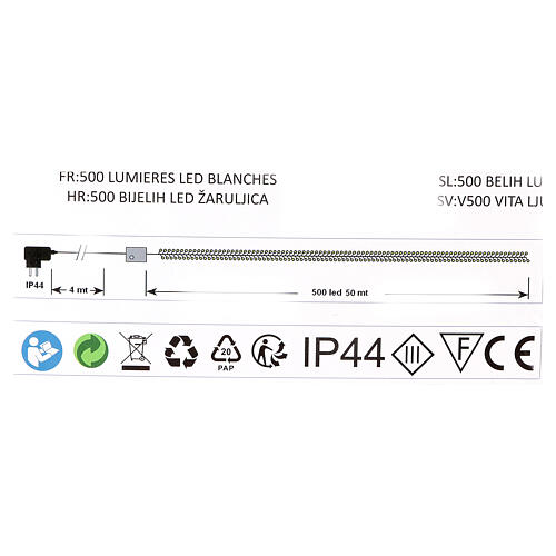 Świąteczne światełka z 500 białymi diodami LED, na białym przewodzie, do użytku wewnętrznego i zewnętrznego 4