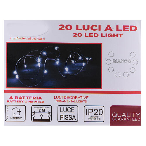 20 drop Christmas LEDs light in white, battery powered 3
